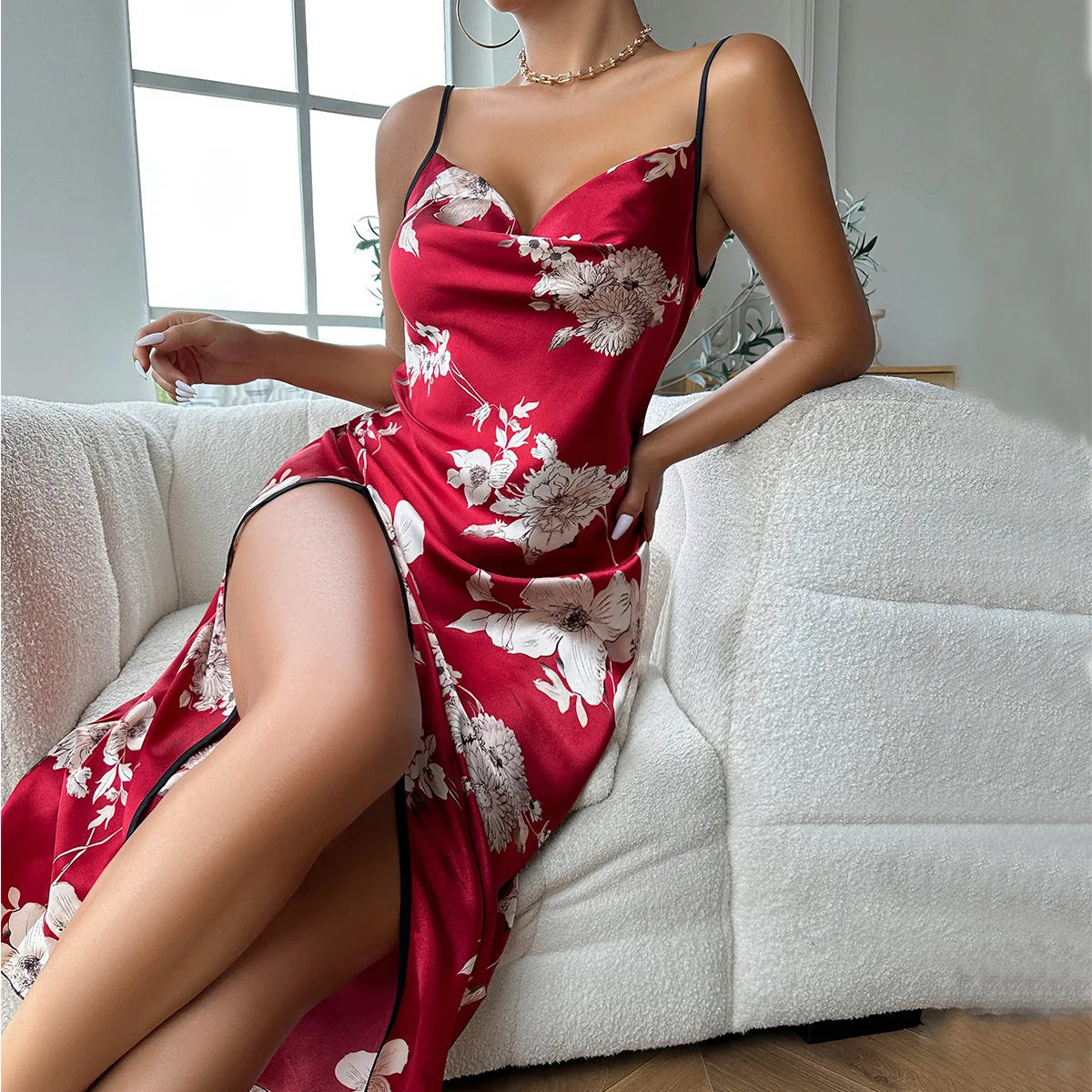 Red floral nightdress